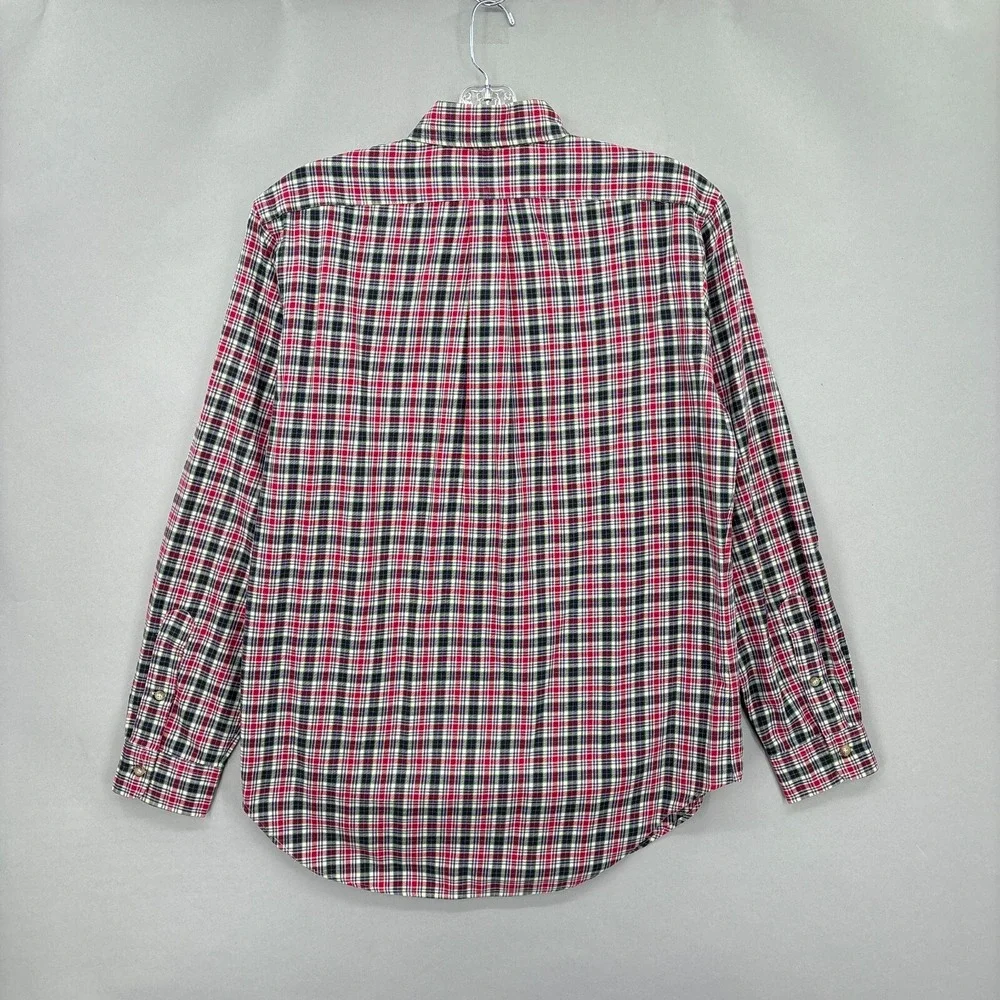 Ralph Lauren Shirt Mens Medium Red Green Plaid Button Down Tartan‎ Twill Vintage